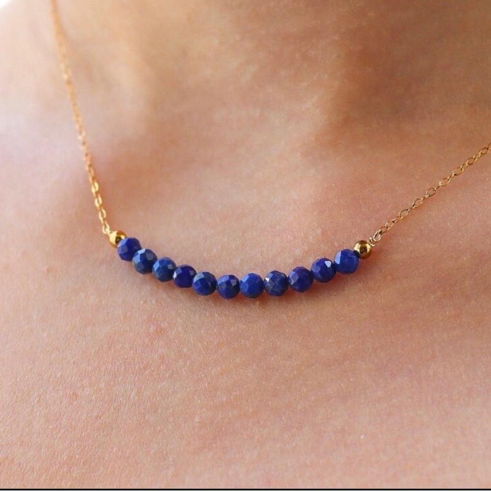 Lapis Bar Necklace in 14k gold filled - Picture 2 of 5